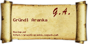 Gründl Aranka névjegykártya